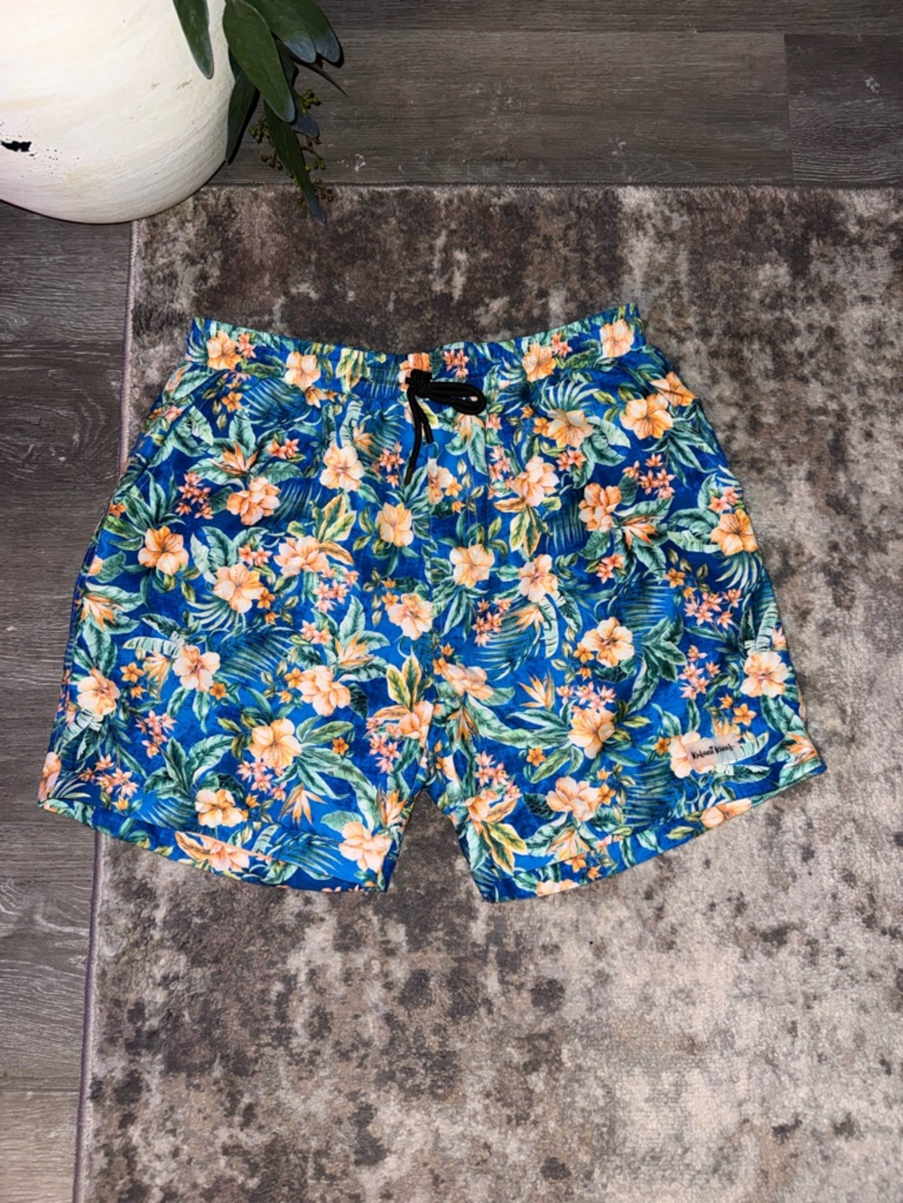Kulani Kinis Blue Floral Tropical Swim Trunks